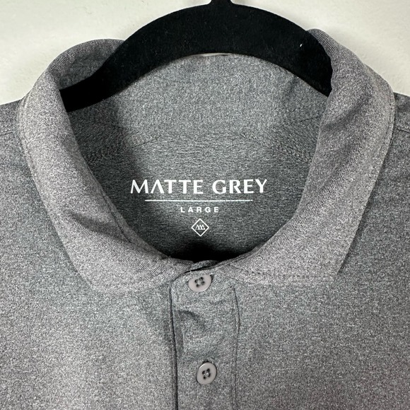 Matte Grey Large Charcoal Gray Short Sleeve Polo Shirt - Picture 3 of 5